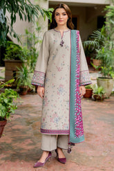 QN818-jazmin Wintr 3PC Dhanak Embroidered suit with Printed Shawll
