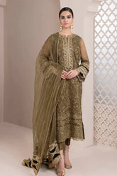 QN728-BAROQUE-Embroidered 3pc organza dress with organza duppata