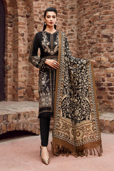 QN877-Maria B WINTER 3PC Dhanak Embroidered suit with Printed Shawll