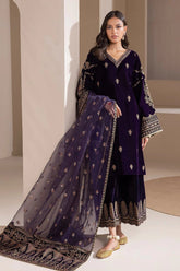 QN1111 -WINTER Velvet Embroidered with Embroidered duppatta Winter Collection