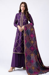 QN603-WINTER 3PC Unstitched Embroidered Suit with Embroidered Shawll