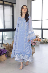 QN1123- WINTER AZURE -Embroidered 3pc organza dress with organza duppata