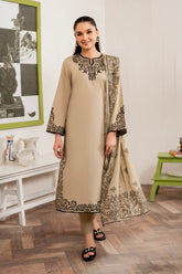 QN913-WINTER 3PC Unstitched Embroidered Suit with Printed Shawll