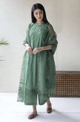 QN732-SUMMER 3PC Lawn Embroidered Shirt With Organza Embroidered Dupatta unstitch