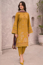 QN618-jazmin Winter 3PC Dhanak Embroidered suit with Printed Shawll