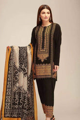 QN424-WINTER UNSTITCHED 3PC Dhanak Embroidered Suit with Printed Wool Shawll