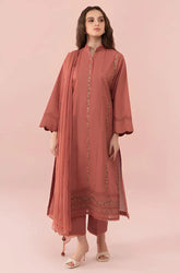 QN731-SUMMER 3PC Lawn Embroidered Shirt With Chiffon Embroidered Dupatta unstitch