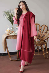 QN406-Winter 3PC Unstitched Dhanak Suit with Embroidered Shawll