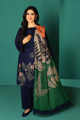 QN585-WINTER Nishat Dhanak Embroidered three piece With Printed Wool Shawl