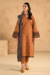 QN631-WINTER 3PC Dhanak Embroidered suit with Printed Shawll