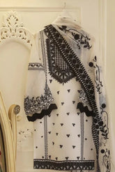 QN207-Agha Noor - 3PC Lawn Heavy Embroidered Shirt With Embroidered Bamber Dupatta unstitch