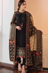 QN133 -3 Piece Unstitched Heavy Embroidered Lawn Suit With Heavy Embroidered Organza Dupatta