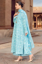 QN209 -Bareeze -Embroidered 3pc lawn dress with embroidered chiffon dupatta