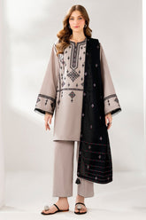 QN1237 Winter 3PC Unstitched DHANAK EMBROIDERED SHIRT WITH DHANAK EMBROIDERED SHAWL AND TROUSER-BIC-