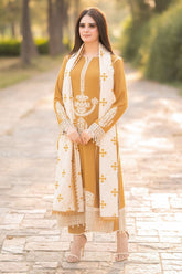 QN1212 WINTER 3-Pc Unstitched Embroidered Dhanak Suit with Embroidered Shawll