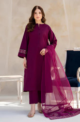 QN763 SUMMER 3PC Lawn Embroidered Shirt With Organza Embroidered Dupatta