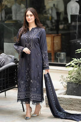 QN1203 Libass - Winter 3PC Unstitched Dhanak Embroidered Suit