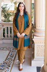QN1201 Asling - Winter 3PC Unstitched Dhanak Embroidered Suit