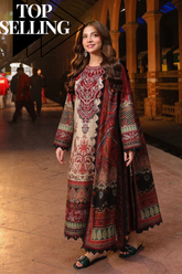 QN1224- ASIM JOFA - Winter 3PC Unstitched Karandi Digital Print Dress