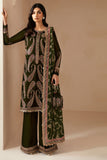 QN1106 Winter jazmin Embroidered Velvet Dress With Organza embroidered Dopata