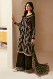 QN1106 Winter jazmin Embroidered Velvet Dress With Organza embroidered Dopata
