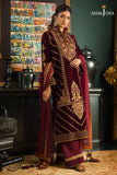 QN1113Winter Embroidered Velvet Dress With Organza embroidered Dopata