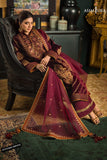 QN1113Winter Embroidered Velvet Dress With Organza embroidered Dopata