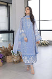 QN1123- WINTER AZURE -Embroidered 3pc organza dress with organza duppata