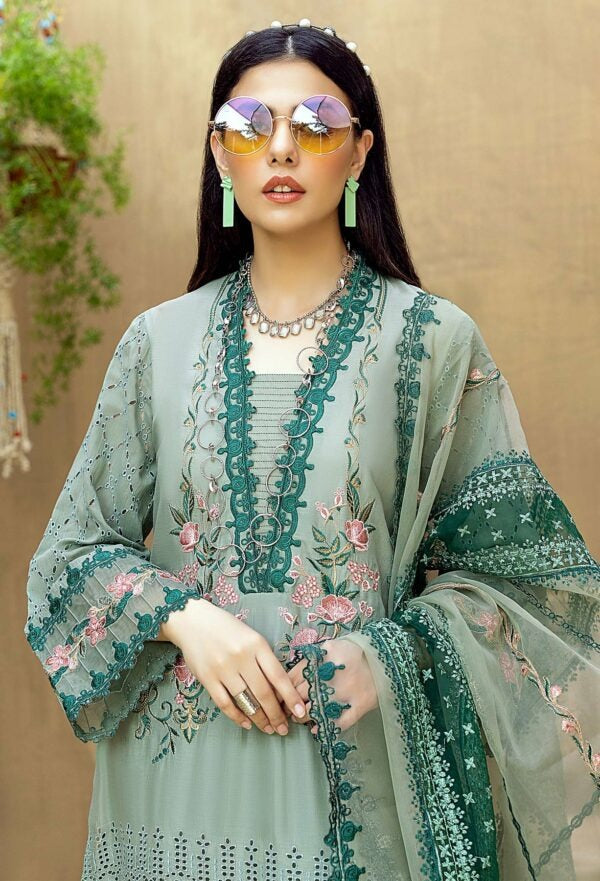 QN-260-ADAN LIBAS Summer Embroidered Unstitched 3 Piece Lawn Suit - Qirat Noman