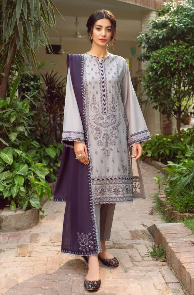 QN222-Jazmin - 3PC Summer Lawn Embroidered Shirt with Bamber Chiffon Embroidered Dupatta and Lawn Trousers - Qirat Noman