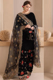 QN577 Embroidered Winter 3PC Unstitched  Velvet Dress With embroidered Dupatta