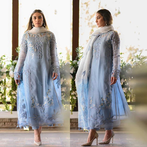 QN027 Nadia Farooqi Summer Embroidered 3pc organza dress with organza duppata - Qirat Noman