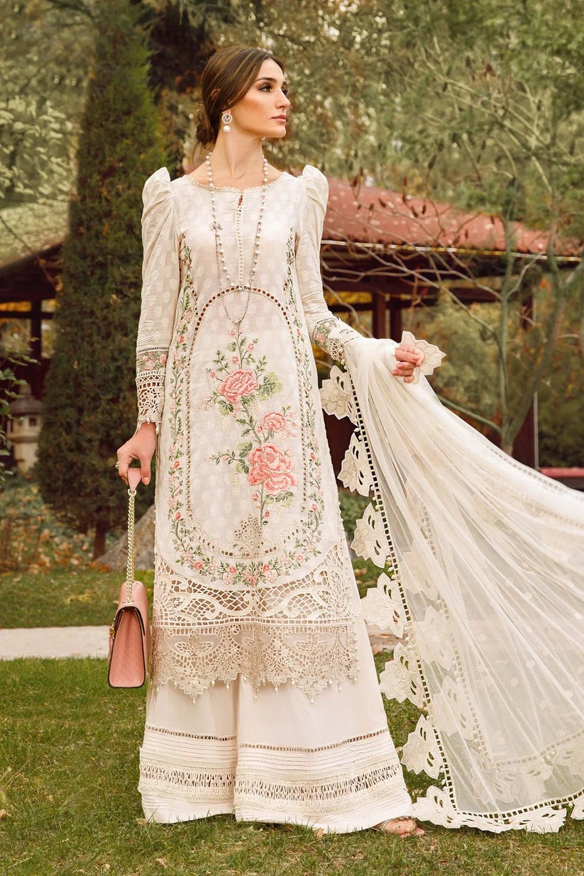 QN-202-3PC Summer Lawn Heavy Embroidered Sequence Work With Organza Embroidered Dupatta - Qirat Noman