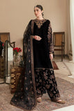 QN563 Winter 3PC Unstitched  Embroidered Velvet Dress With embroidered Dupatta