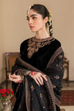 QN563 Winter 3PC Unstitched  Embroidered Velvet Dress With embroidered Dupatta