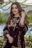 QN401-WINTER 3PC Unstitched Embroidered With Velvet Shawl