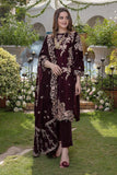 QN401-WINTER 3PC Unstitched Embroidered With Velvet Shawl