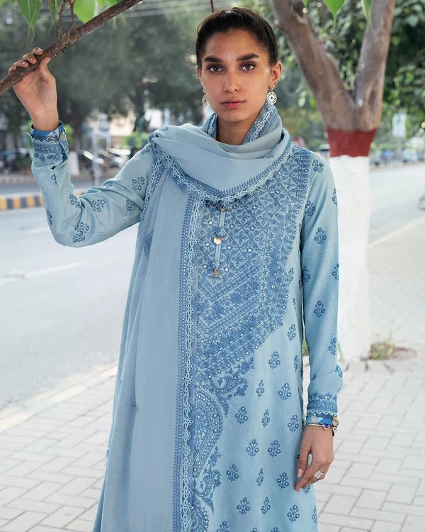 QN774-SUMMER 3PC Lawn Embroidered Shirt With Chiffon Embroidered Dupatta - Qirat Noman