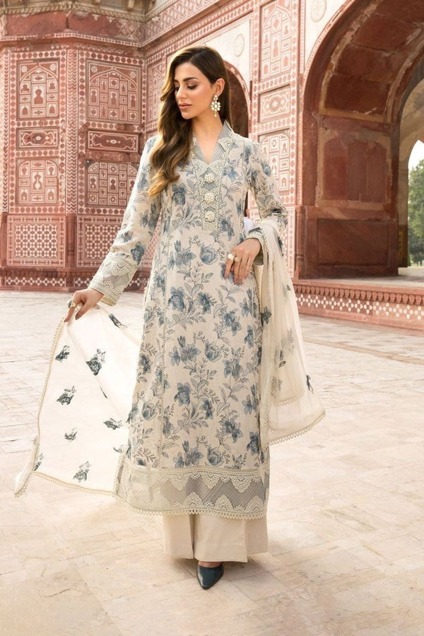 QN729 Bareeze Embroidered Summer 3pc lawn dress with embroidered chiffon dupatta - Qirat Noman