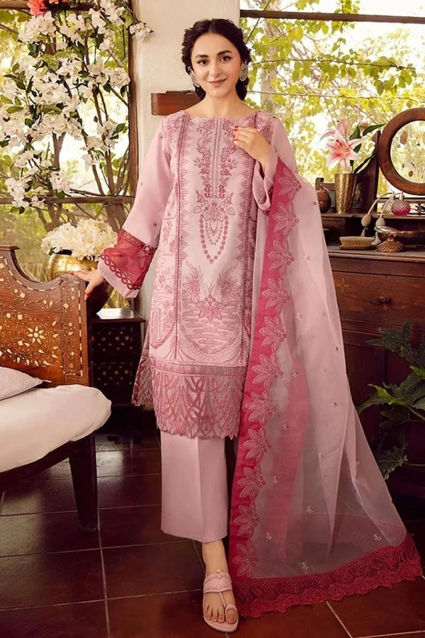 QN215 LUXURY EMBROIDERED Summer LAWN 3PC WITH EMBROIDERED ORGANZA DUPATA - Qirat Noman