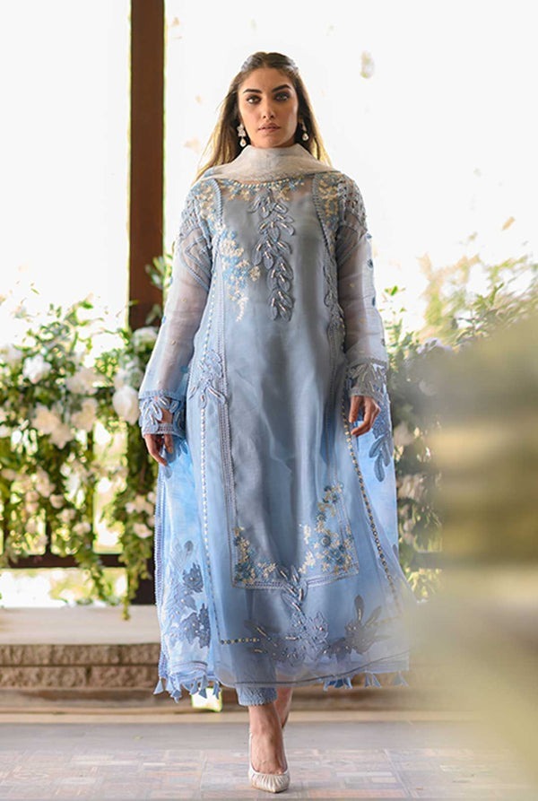 QN027 Nadia Farooqi Summer Embroidered 3pc organza dress with organza duppata - Qirat Noman