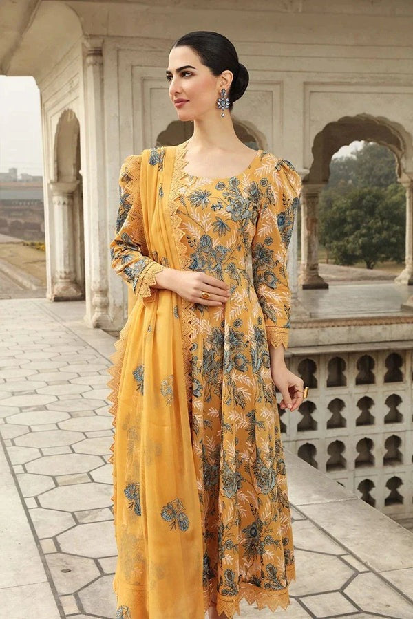 QN006 Bareeze Embroided Summer 3pc lawn dress with embroidered chiffon dupatta - Qirat Noman