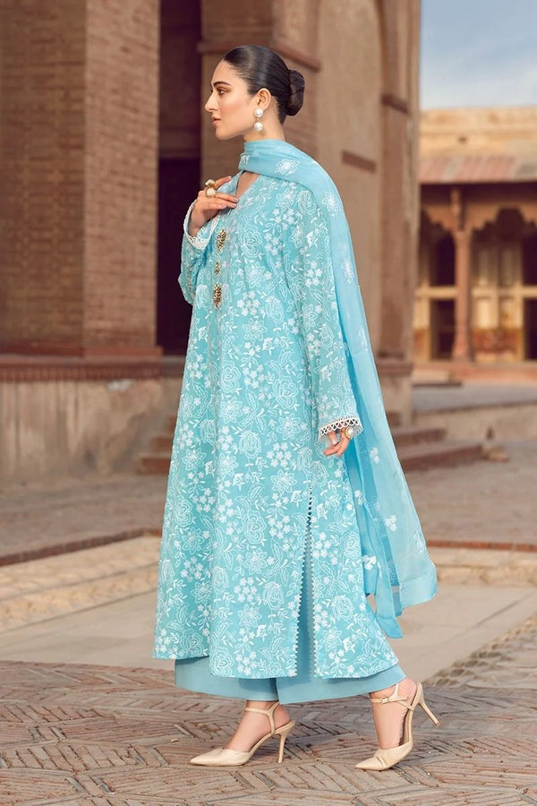 QN209 Bareeze Embroidered Summer 3pc lawn dress with embroidered chiffon dupatta - Qirat Noman