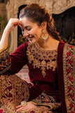 QN556 Velvet Winter Embroidered 3PC Unstitched Dress With Embroidered Dupatta
