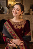 QN556 Velvet Winter Embroidered 3PC Unstitched Dress With Embroidered Dupatta