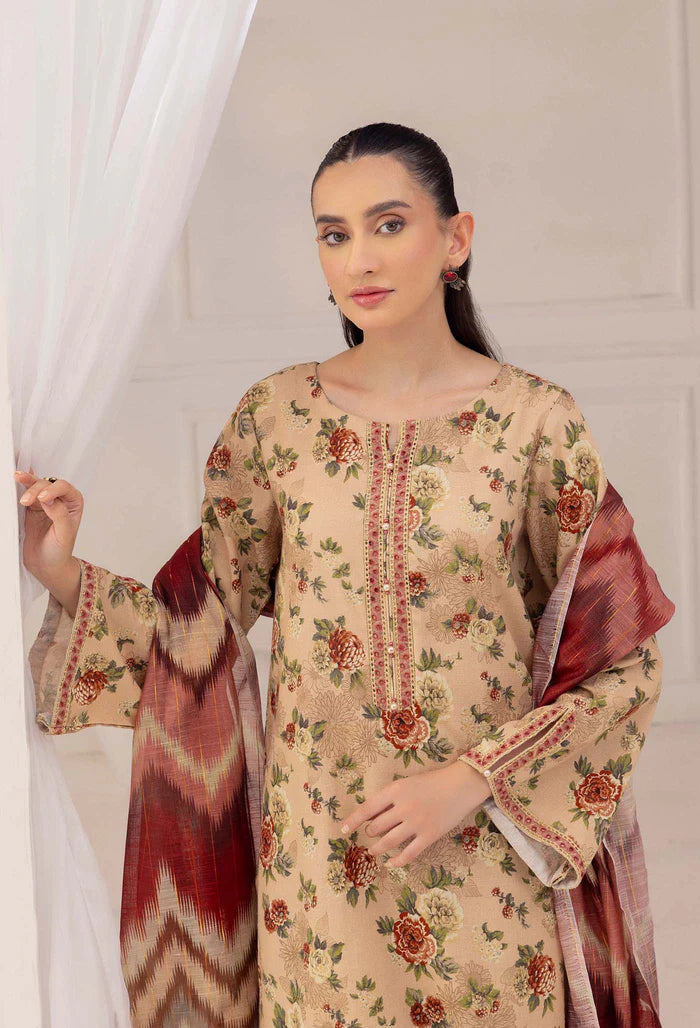 QN831 WINTER 3PC wool karndi Printed - Qirat Noman