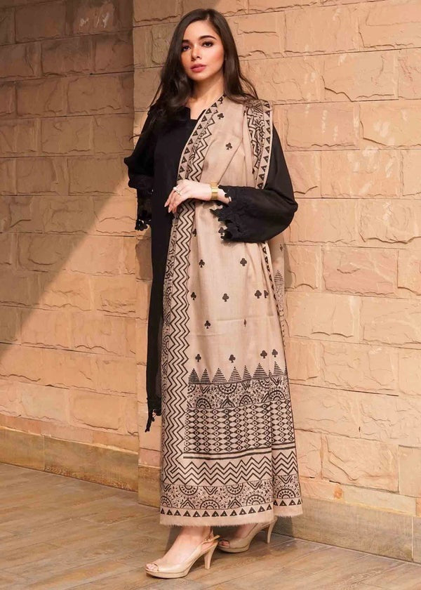 QN557 3PC Dhannak Winter Embroidered suit with Printed Shawll - Qirat Noman