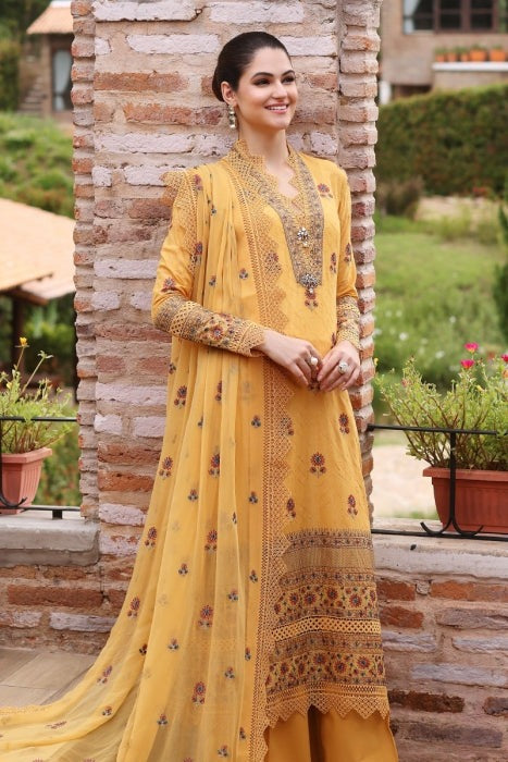 QN289 BAREEZE EMBROIDERED Summer 3PC LAWN DRESS WITH EMBROIDERED CHIFFON DUPATTA - Qirat Noman