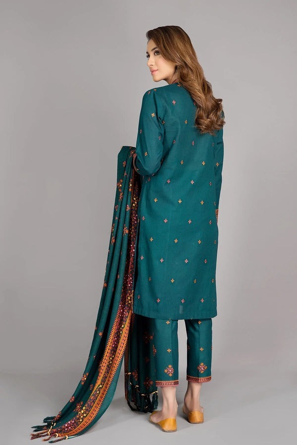 QN527 WINTER Kayseria 3Pc Linen Winter Collection Heavy Embroidered Suit - Qirat Noman