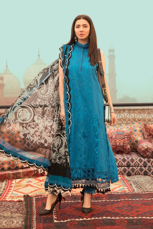 QN736 Summer 3PC Lawn Embroidered Shirt With Organza Printed Dupatta - Qirat Noman